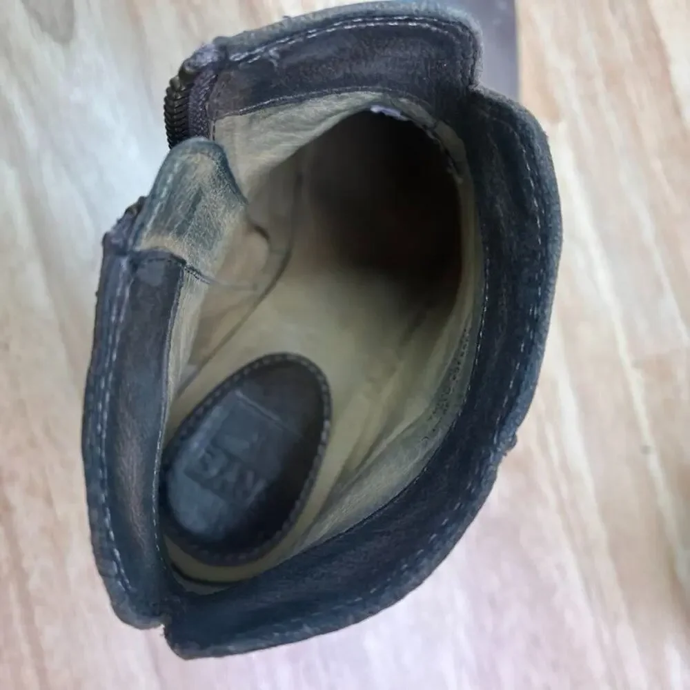 Frye Boot Womens 5.5 Renee Seam Short Leather Grey Side Zip
